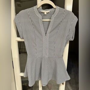 Striped Grey and White Blouse